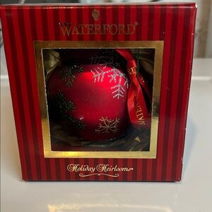 Waterford Festive Red Ornament with Snowflake Design